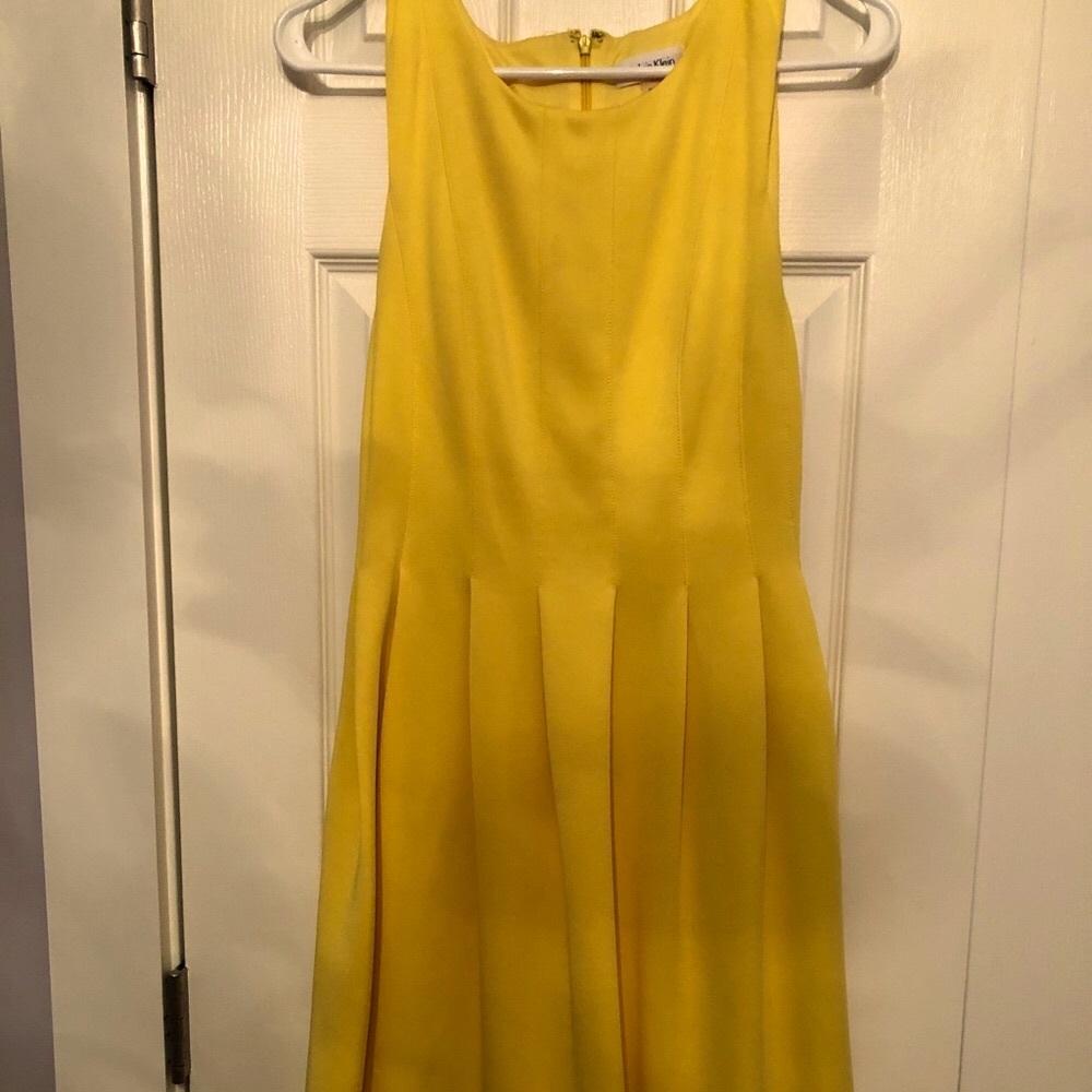 Yellow Calvin Klein Fit & Flare Dress Size 2